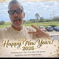 Happy New Year 2026 greeting from the coast
